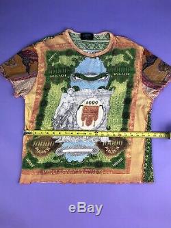 RARE Vintage 90s Jean Paul Gaultier Currency Print T-shirt (XL)