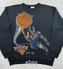 RARE Vintage 90s NBA New York Knicks Dunk Man Super Hero Sweatshirt Changes 1993