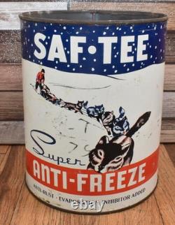 RARE Vintage Saf Tee Super Anti Freeze Gallon Can Husky Dog Sled Team Graphic
