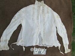 REALLY RARE Antique Lady's Fancy Lace Victorian Standing Collar Blouse, c. 1880
