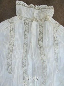 REALLY RARE Antique Lady's Fancy Lace Victorian Standing Collar Blouse, c. 1880