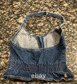 Rare 1970s Vintage Levi's Denim Halter Top Size Small Orange Tags HARD TO FIND