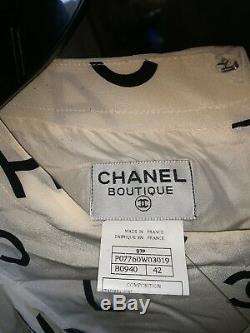 Rare Authentic CHANEL Vintage CC Logo Short Sleeves Silk Blouse Tops Size F 38