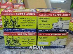 Rare Case Of 24 Vintage Nos Super Chief Indian Motorcycle & Car Hood Ornaments