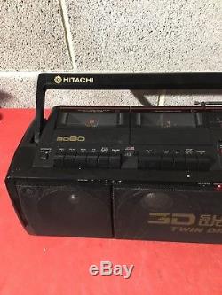 Rare Hitachi TRK 3D80E Super Woofer Boombox Ghetto Blaster. 1988 Vintage Retro