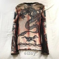 Rare Jean Paul Gaultier S/S 1996 Safe Sex Forever Tattoo Mesh Top Vintage