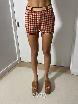 Rare Super Cool Azzedine Alaia Vintage Red Knit Gingham Shorts