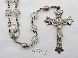 Rare Super Unique Vintage Signed Sterling Fully Caged Moonglow Rosary 33
