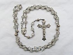 Rare Super Unique Vintage Signed Sterling Fully Caged Moonglow Rosary 33