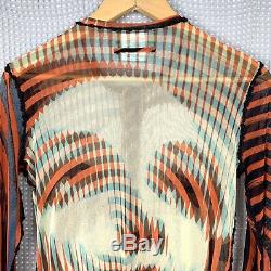 Rare VTG Jean Paul Gaultier Optical Illusion Op Art Mesh Sheer Cardigan Top L