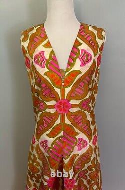 Rare Vintage 60s Silk Indian Super Wide Leg Harem Jumpsuit Floral Tropical S/M