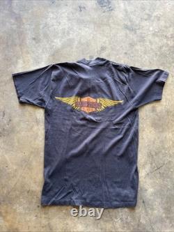 Rare Vintage 70s Harley Davidson Super Thin Cotton Tee Shirt Size Large