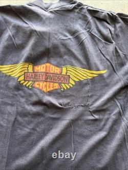 Rare Vintage 70s Harley Davidson Super Thin Cotton Tee Shirt Size Large