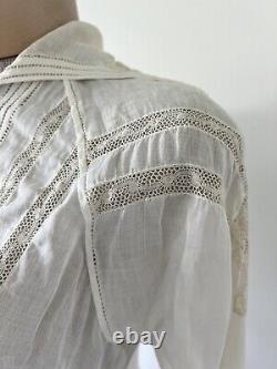 Rare Vintage Antique Edwardian Fancy Lace Cotton Blouse