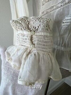 Rare Vintage Antique Edwardian Fancy Lace Cotton Blouse