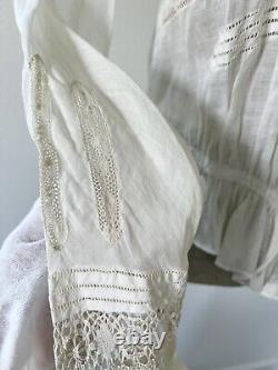 Rare Vintage Antique Edwardian Fancy Lace Cotton Blouse