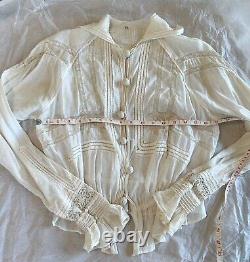 Rare Vintage Antique Edwardian Fancy Lace Cotton Blouse