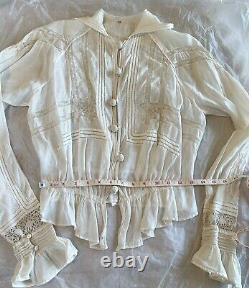 Rare Vintage Antique Edwardian Fancy Lace Cotton Blouse