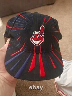 Rare Vintage Cleveland Indians MLB Snapback Hat Size One Super Sport Headwear