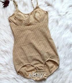 Rare Vintage Dior Women's Nude Monogram Print Body Suit Size Small S 38C read