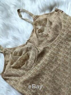 Rare Vintage Dior Women's Nude Monogram Print Body Suit Size Small S 38C read