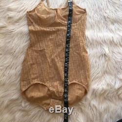 Rare Vintage Dior Women's Nude Monogram Print Body Suit Size Small S 38C read