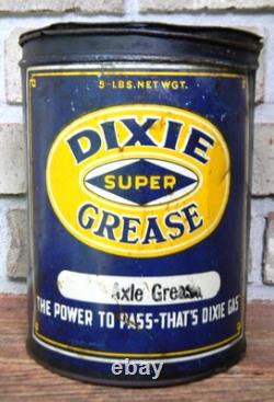 Rare Vintage Dixie Gas Super Axle Grease 5-Pound Can (AS-IS)
