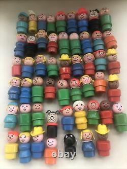 Rare Vintage Fisher Price Little People 52 Wood People Dogs Some SUPER RARE