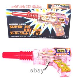 Rare Vintage KO Super Jet Ray Gun Transparent, Friction Motor, Sparks, Boxed