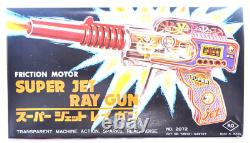 Rare Vintage KO Super Jet Ray Gun Transparent, Friction Motor, Sparks, Boxed