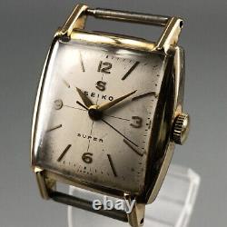 Rare! Vintage SEIKO SUPER S10180 14K GOLD FILLED Hand-winding Square Watch #854