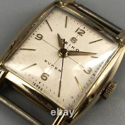Rare! Vintage SEIKO SUPER S10180 14K GOLD FILLED Hand-winding Square Watch #854