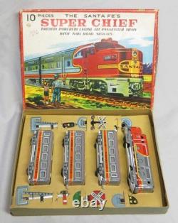Rare Vintage Santa Fe Super Chief Japan Friction Tin Train Set withSignals MIB