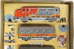 Rare Vintage Santa Fe Super Chief Japan Friction Tin Train Set withSignals MIB