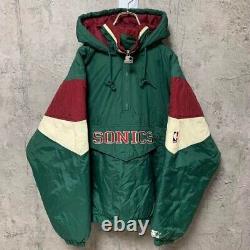 Rare Vintage Seattle Super Sonics NBA Starter Hooded Pullover Jacket Size L