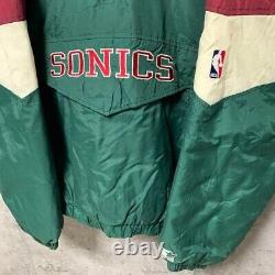 Rare Vintage Seattle Super Sonics NBA Starter Hooded Pullover Jacket Size L