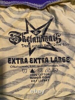 Rare Vintage Skelanimals Yellow Zebra Print Shirt Size XXL 2XL Hot Topic Emo