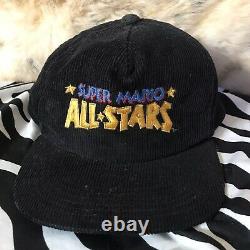 Rare Vintage Super Mario All Stars Corduroy Snapback Hat 90s Nintendo SNES