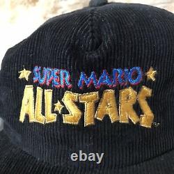 Rare Vintage Super Mario All Stars Corduroy Snapback Hat 90s Nintendo SNES