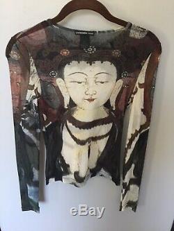 Rare Vivienne Tam Kuan Yin Long Sleeve Sheer shirt VINTAGE SZ 1