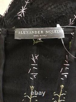 Rare Vtg Alexander McQueen Black Floral Sheer Corset Bustier Crop Top XS