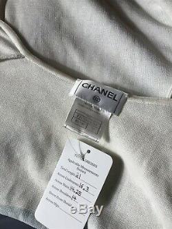 Rare Vtg Chanel Blue Logo Zip Tank Top S