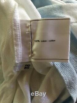Rare Vtg Chanel White Blue CC Logo Knit Top 38 S