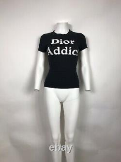 Rare Vtg Christian Dior By John Galliano Black'addict' T Shirt Xs