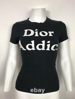 Rare Vtg Christian Dior By John Galliano Black'addict' T Shirt Xs
