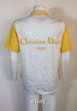 Rare Vtg Christian Dior Sports White Yellow Logo Polo Shirt M
