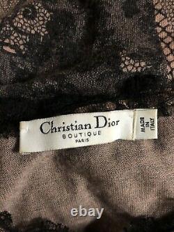 Rare Vtg Christian Dior by John Galliano 2006 Cashmere & Silk Lace Print Top S