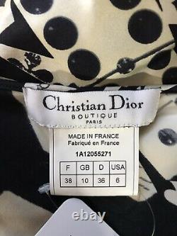 Rare Vtg Christian Dior by John Galliano Black Domino Print Top S