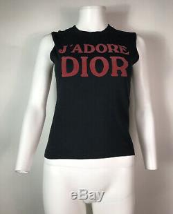 Rare Vtg Christian Dior by John Galliano Black J'adore Tank Top S