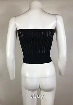 Rare Vtg Christian Dior by John Galliano Black Sequin Knit Tube Top S